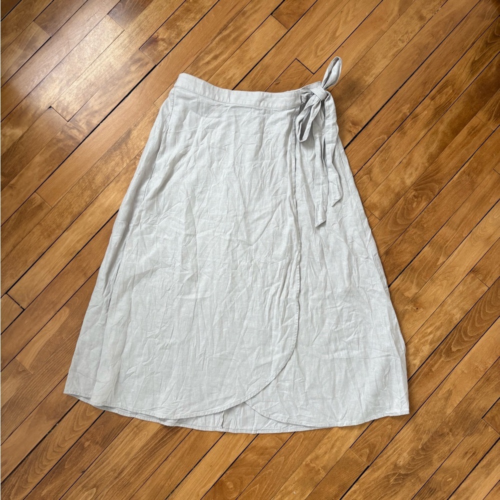 J. Crew Light Gray A-Line Wrap Skirt
